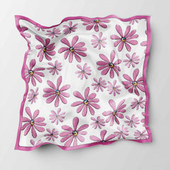 Pink Flower Print Bandana Boho Square Scarf Headband For Women
