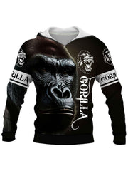 Chimpanzee 3D Print Hoodie for Men with Kangaroo Pocket