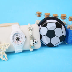 3pcs Boys' Football Themed Watch Set + Bracelet & Wallet