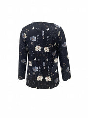 Plus Floral Print V-Neck Blouse