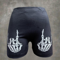Hand Bone Print Casual Shorts for Women
