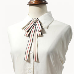 Women's Professional Bow Tie Faux Pearl & Rhinestone Ribbon Neck Tie