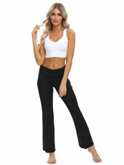 Solid Yoga Boot Cut Pants Quick Drying Flared Leg Sports Pants