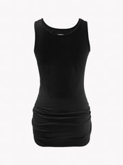 Solid Crew Neck Ripped Tank Top Sleeveless Casual Summer Women's Top