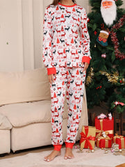 Christmas Pajama Set Women's Plus Elk & Snowflake Print Tee & Joggers