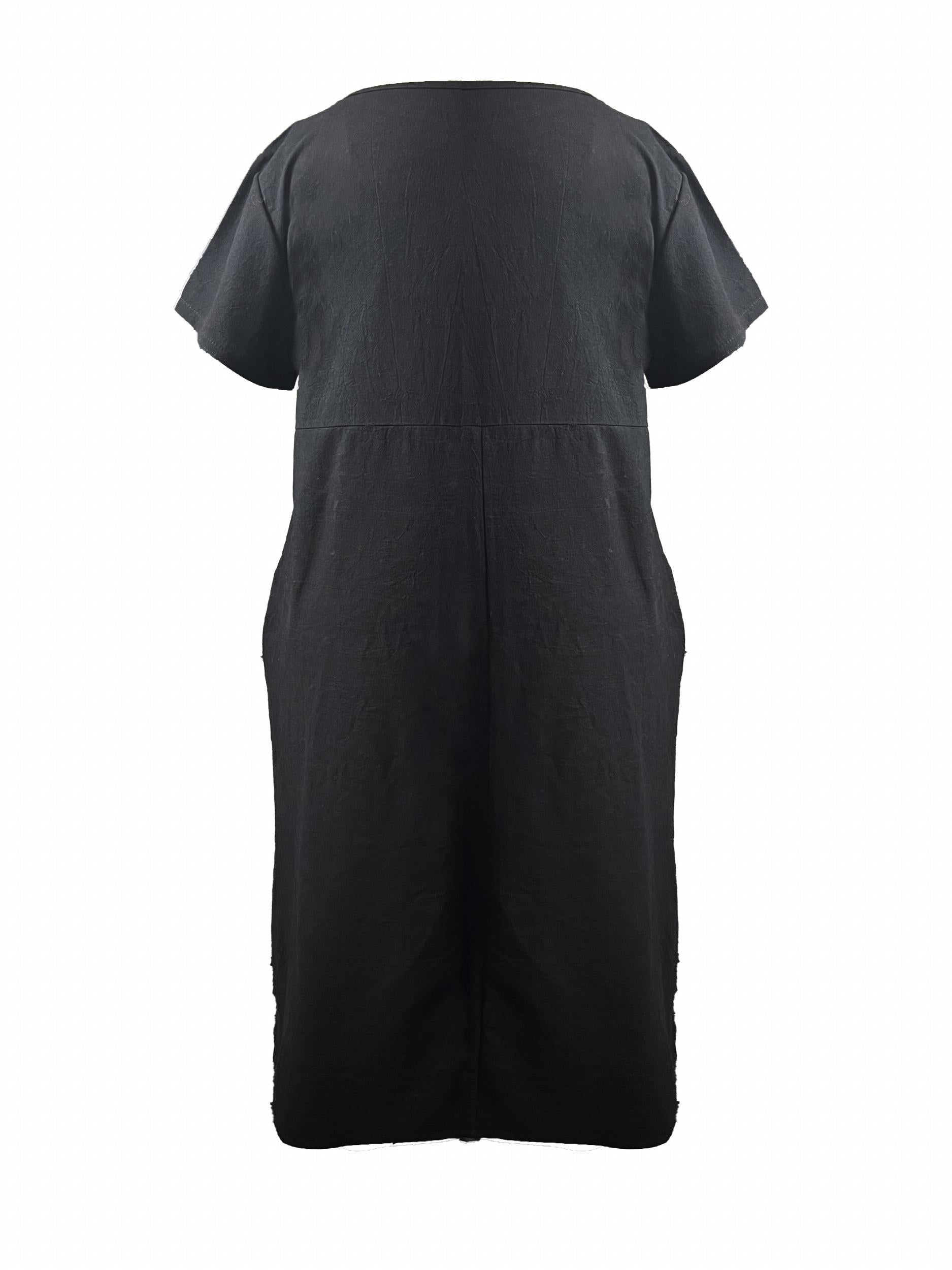 Women's Plus Size Short Sleeve Maxi Dress With Pockets