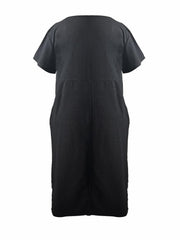 Women's Plus Size Short Sleeve Maxi Dress With Pockets