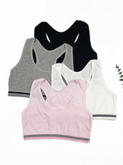 4pcs Girls Cotton Anti-Convex Bras Female Elastic Crop Top Vests