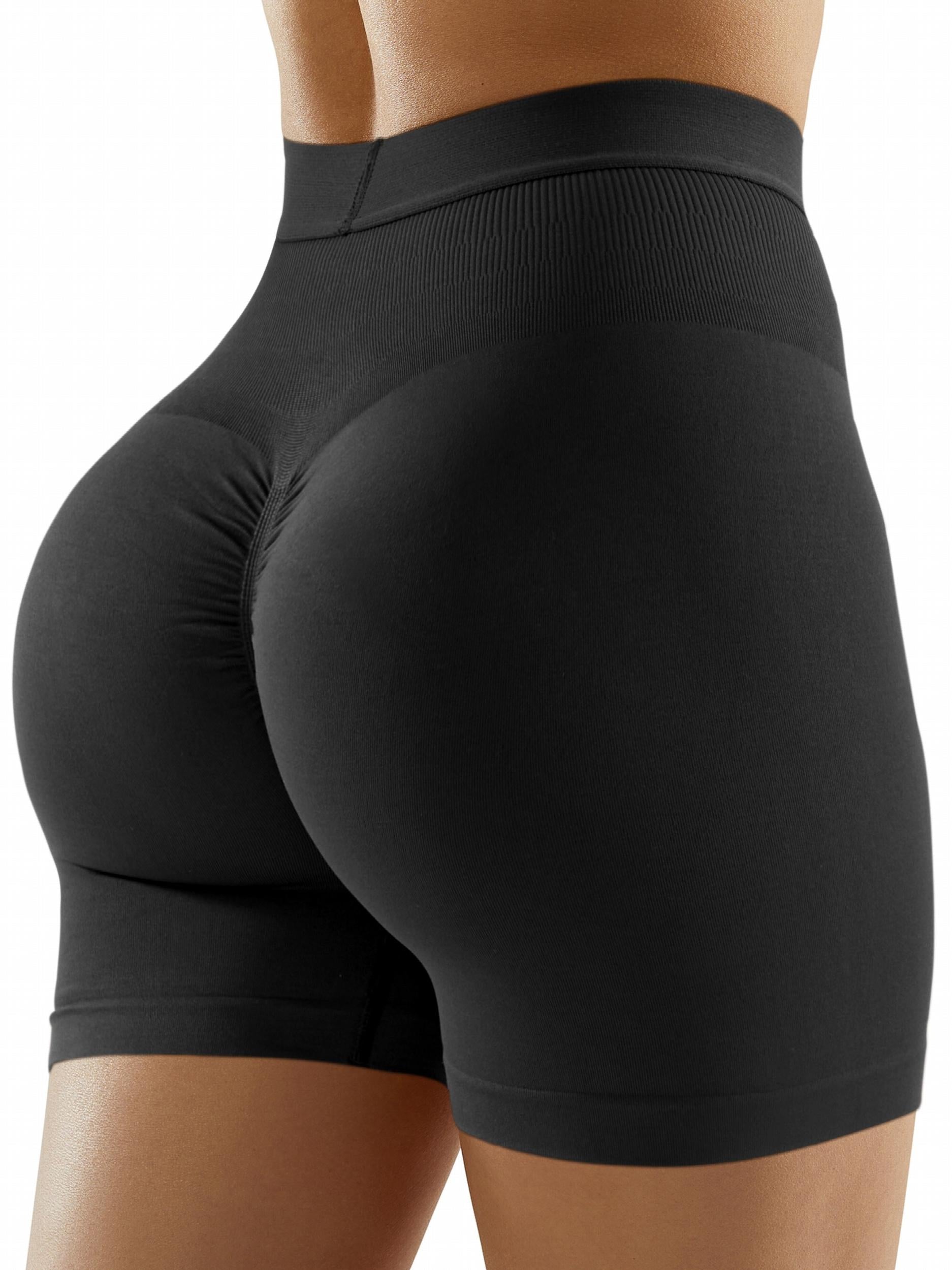 Solid Sports Fitness Shorts Women's High Waist Sports Tight Shorts
