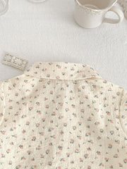 2pcs Toddler Girl Doll Collar Floral Top Shorts Set