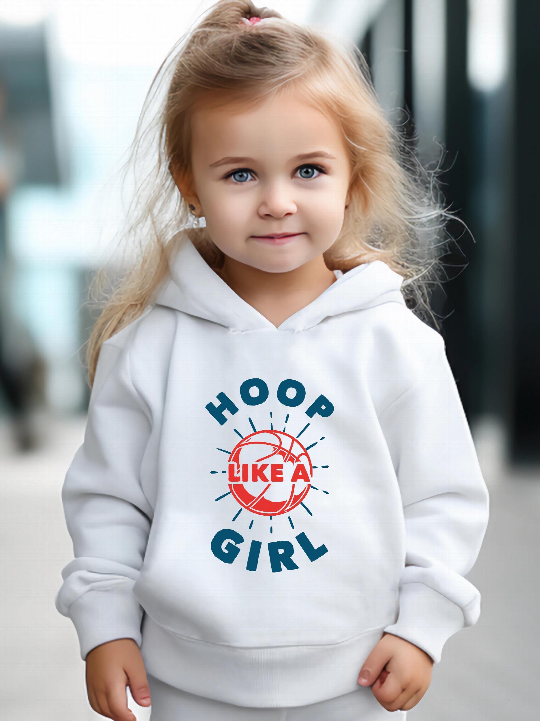 Hoop Girl Pattern Long Sleeve Hooded Sweatshirt Girls