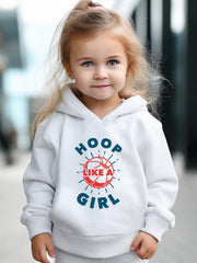 Hoop Girl Pattern Long Sleeve Hooded Sweatshirt Girls