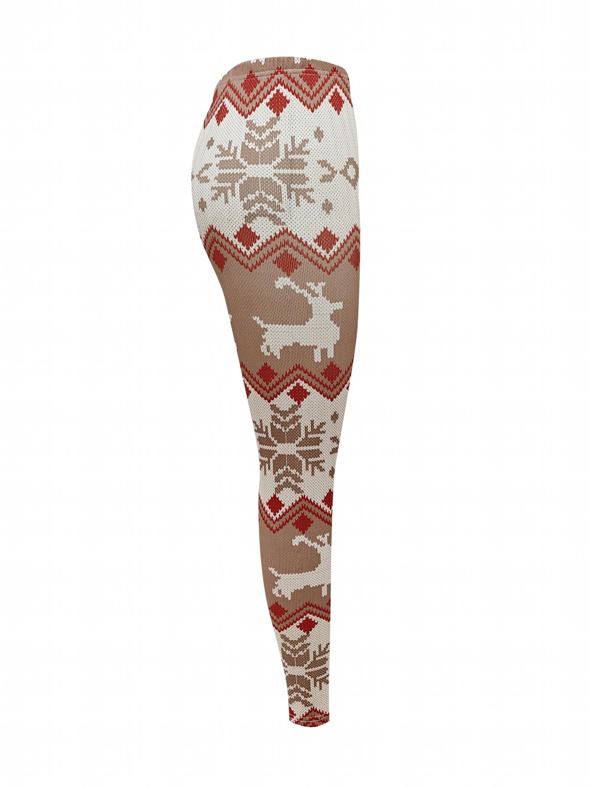 Christmas Snowflake & Deer Pattern Leggings