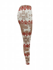 Christmas Snowflake & Deer Pattern Leggings