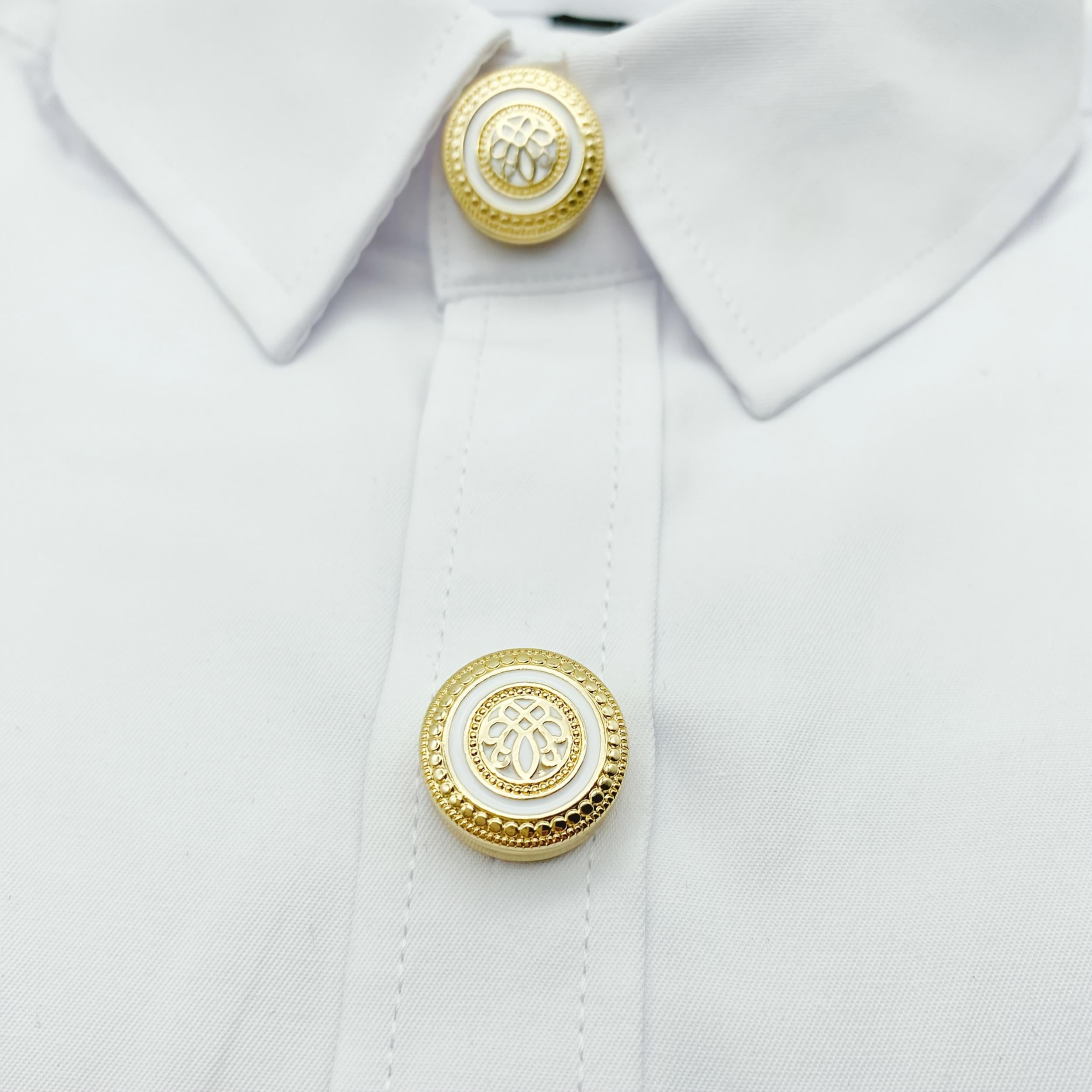 2pcs Golden Tone Round Hollow Button Covers with Intricate Patterns