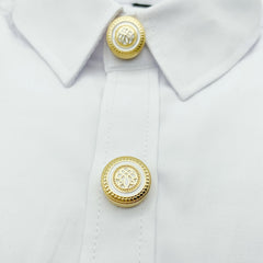 2pcs Golden Tone Round Hollow Button Covers with Intricate Patterns