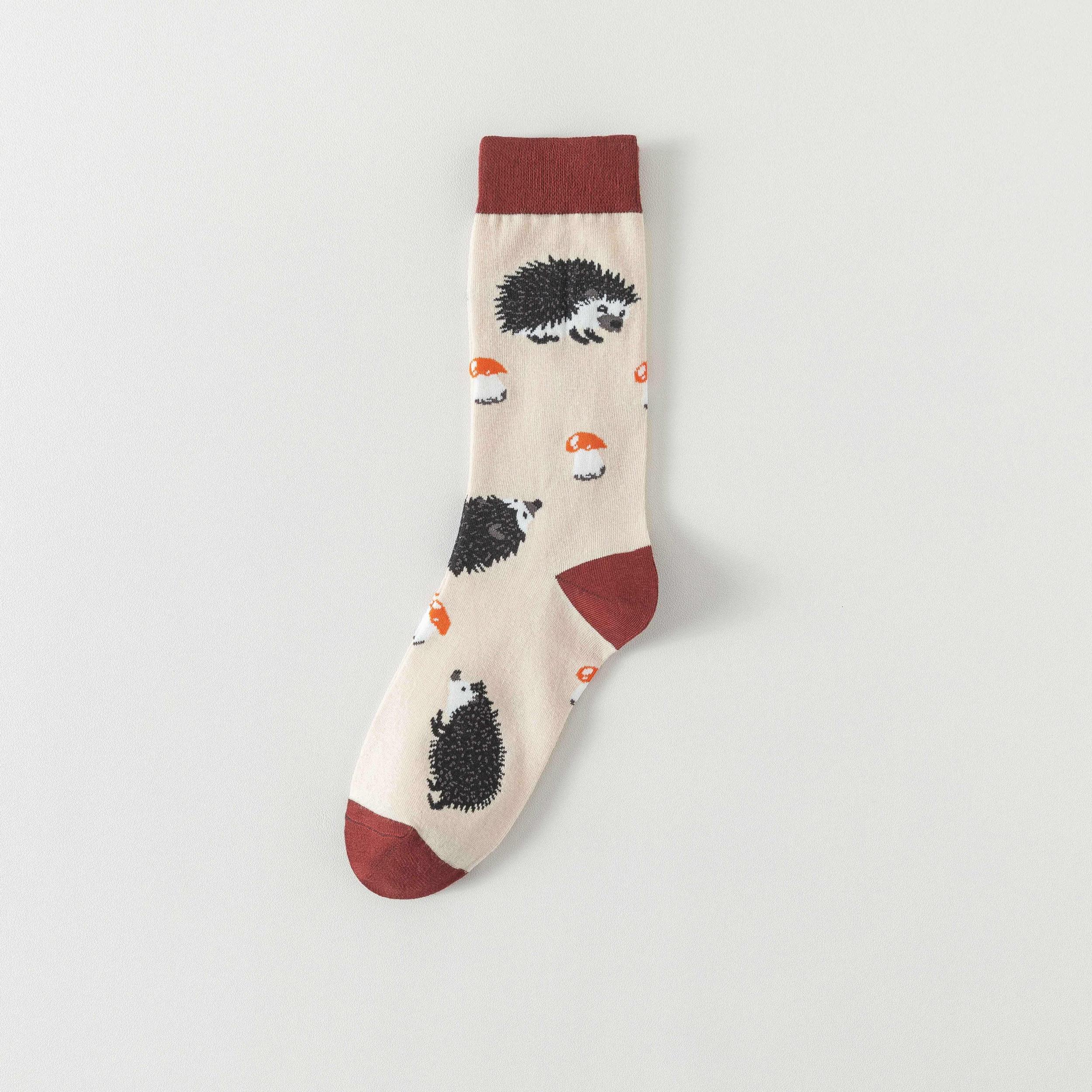 Hedgehog Print Mid Tube Socks for Women