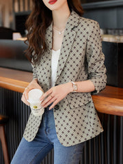 Button Front Blazer Casual Lapel Long Sleeve Women's Clothing