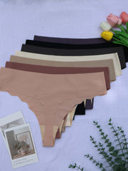 7 Pack Plus Size Sexy Panties Set Women's Plus Solid Seamless Thong 7pcs Set