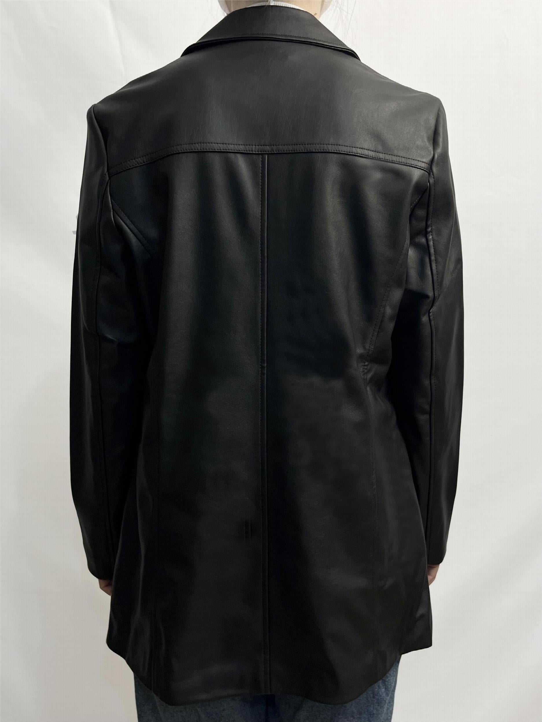 Faux Leather PU Blazer Coat Casual Long Sleeve Loose Blazer