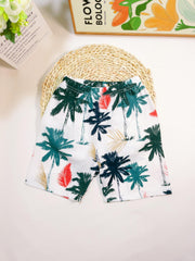Toddler Boys Coconut Tree Graphic Beach Shorts