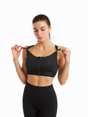 Criss Cross Back Sports Bra Front Zipper Push Up Shockproof Yoga Workout Bra