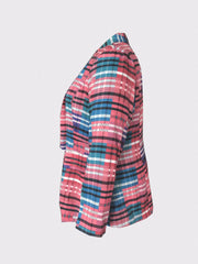 Colorblock Plaid Blazer Long Sleeve