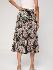Paisley Print Maxi Skirt Casual Long Skirt For All Season Women's Clothing