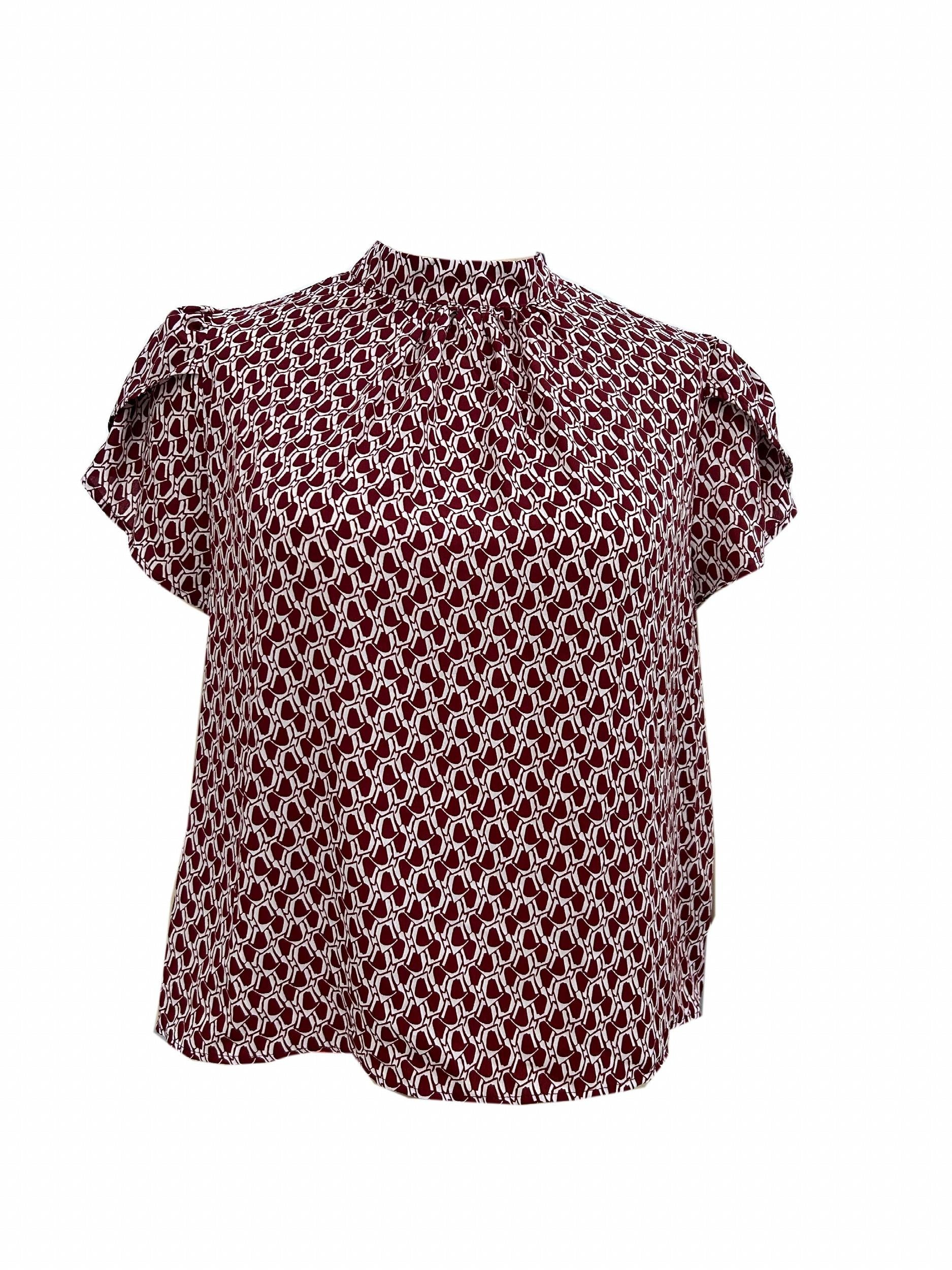 Casual Blouse Women's Plus Stand Collar Ruched Blouse
