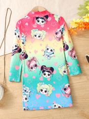 Young Girl Ombre Mock Neck Tee Dress