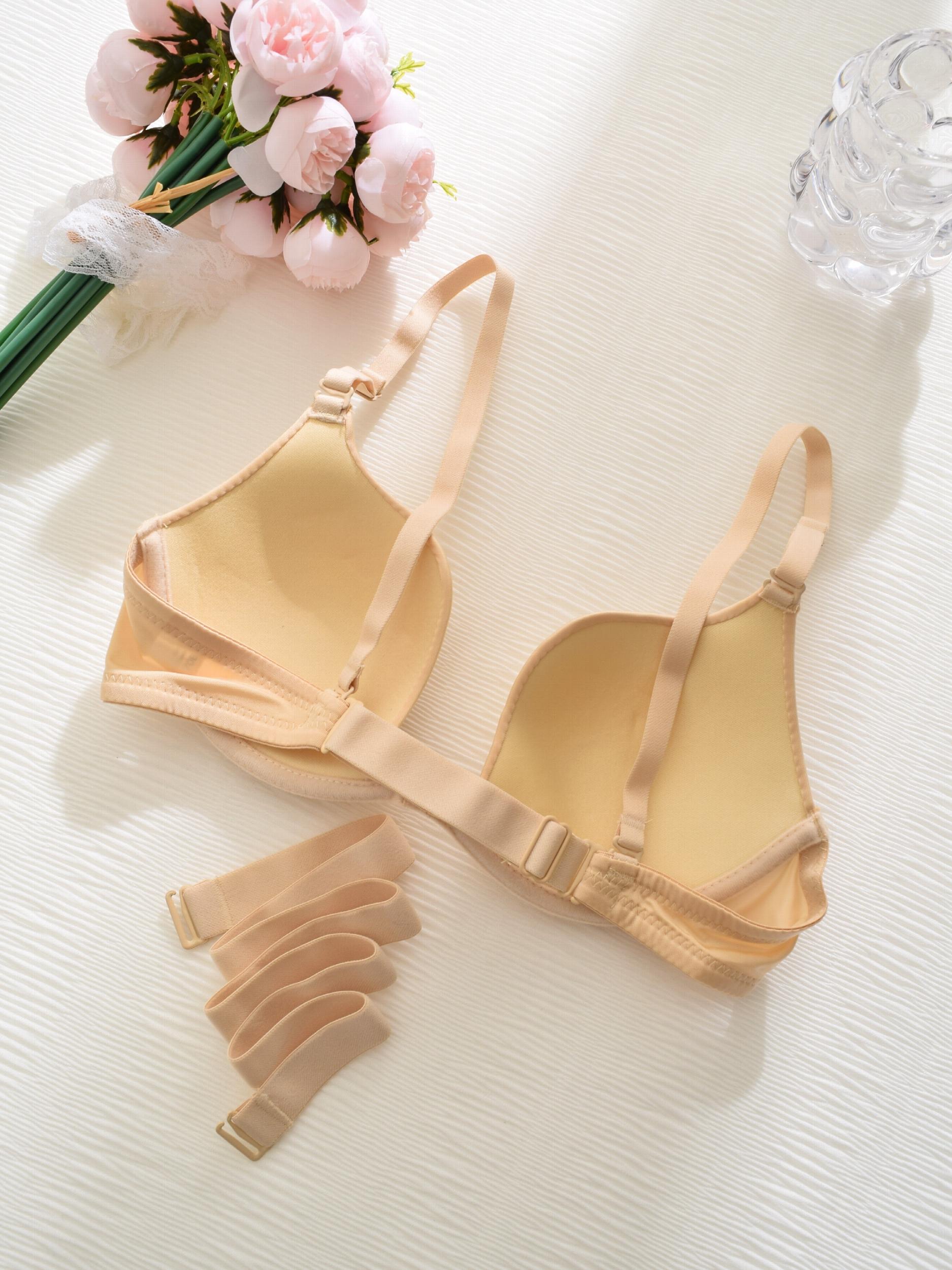 Comfy Plunge Bra Solid Scoop Breathable Lingerie