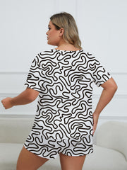 Abstract Geo Print Tee & Shorts Loungewear Set