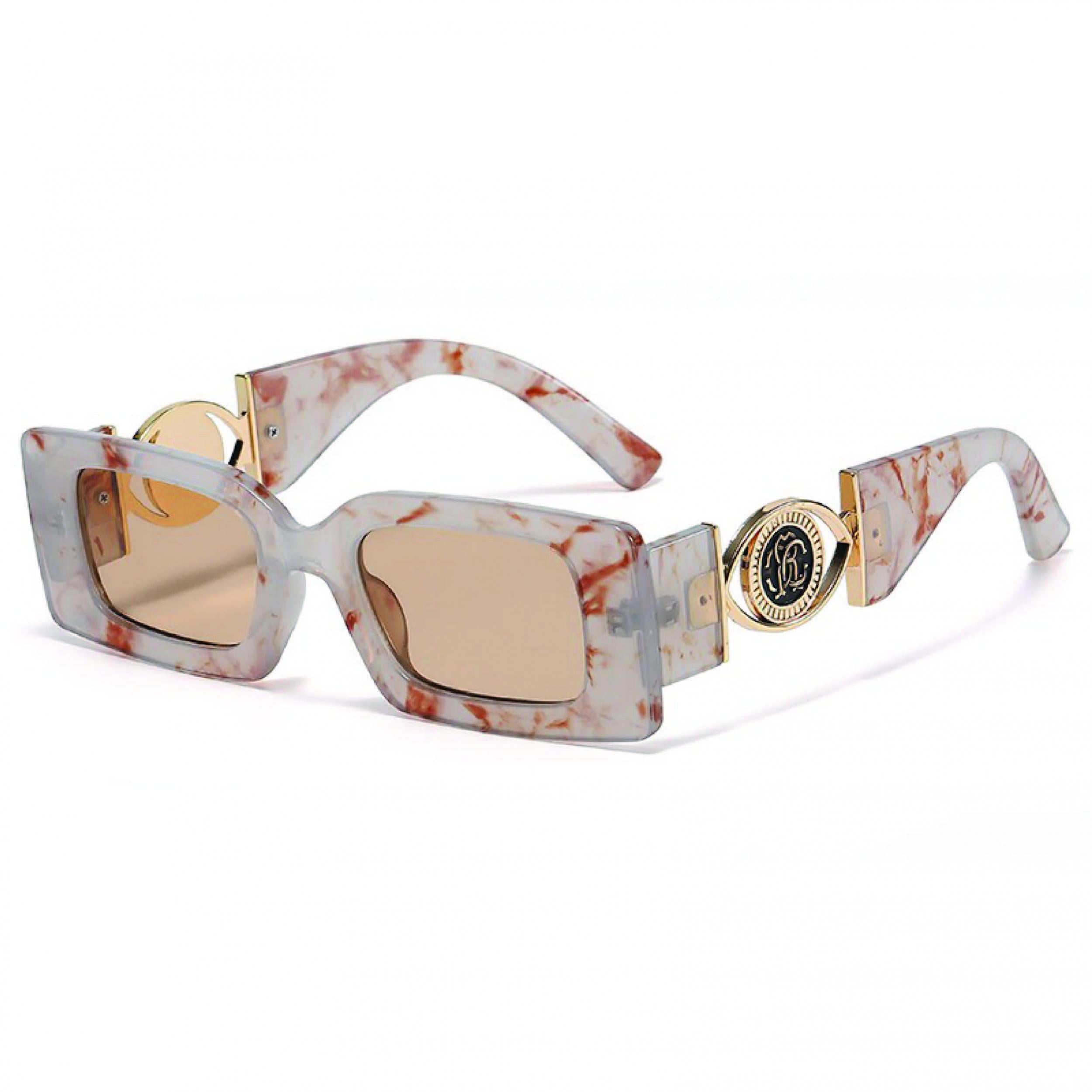 Y2K Rectangle Sunglasses Engraved Temple UV400