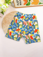 Boys Colorful Leaf Swim Trunks - Summer Holiday Beach Party