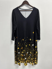 Women's Plus Glitter Sequin Print Long Sleeve V Neck Tee Dress
