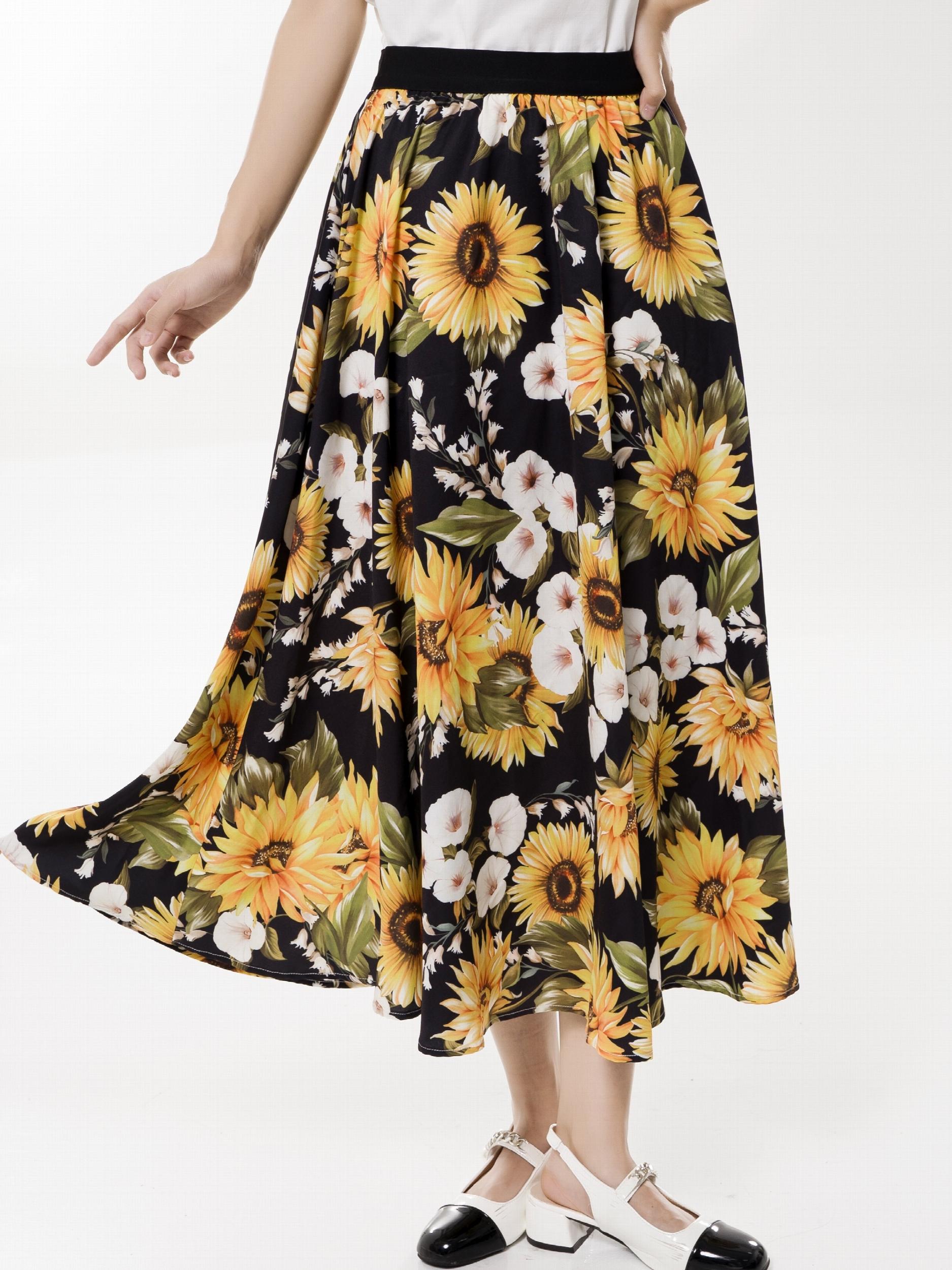 Floral Print High Waist Midi Skirt for Women