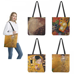 Oil Painting Ladies Shoulder Bag Eco-Friendly Reusable Backpack