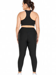 Solid High Stretch Leggings with Cross Waist