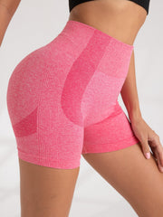 Women's Seamless Hip Lifting Yoga Sports Shorts Wide Waistband Workout Biker Sho