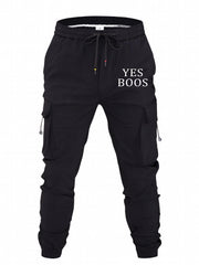 Classic Pocket Cargo Pants Men's Loose Fit Drawstring Solid Joggers
