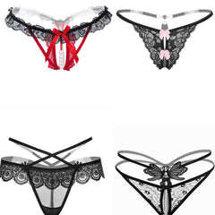 4pcs Sexy Lace Mesh Thongs Low Waist Sheer Lingerie