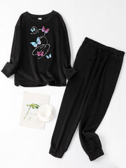 Butterfly Print Fleece Lounge Set