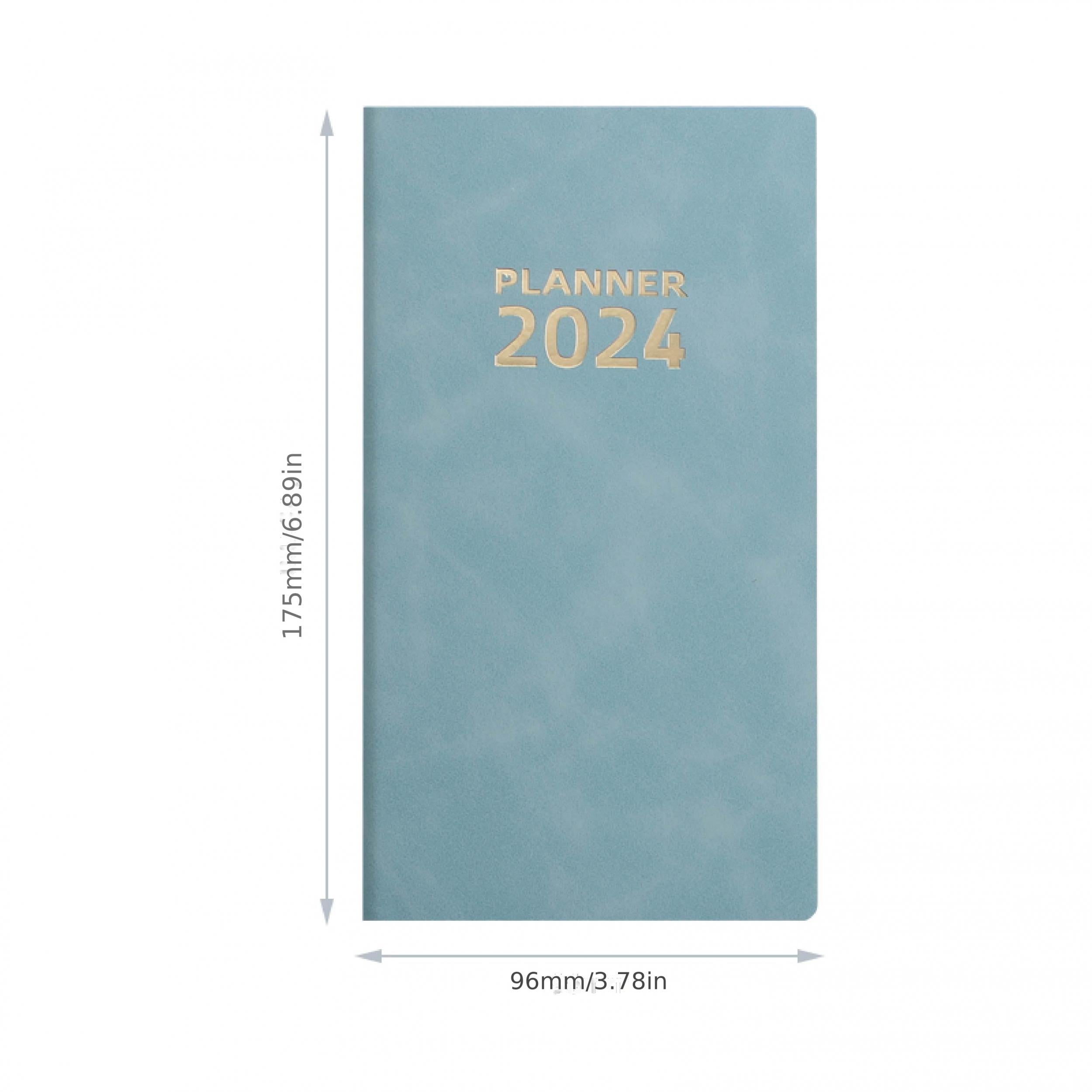 A6 English Calendar Book Faux Leather Monthly Index Notebook Daily Planner