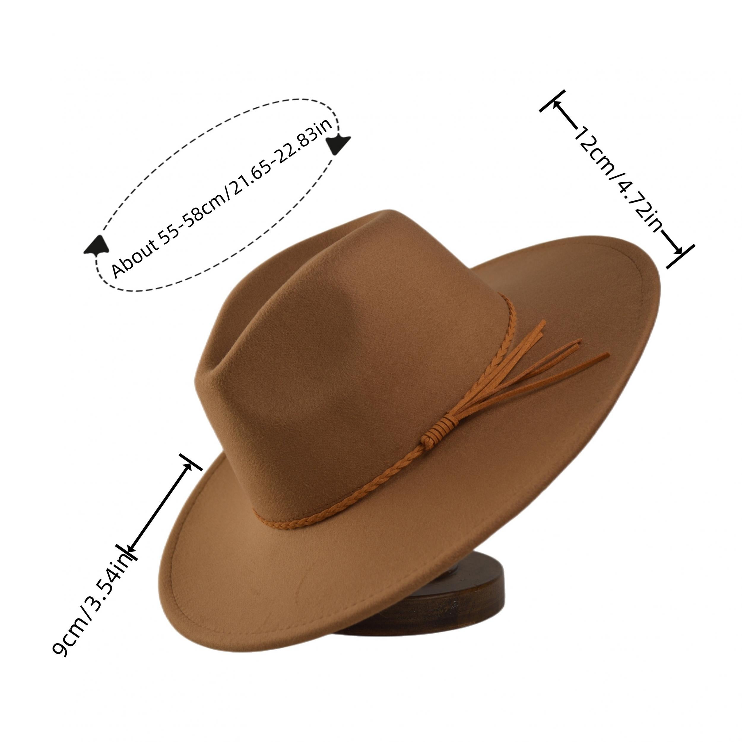 Western Mens Tweed Cowboy Hat Metal Buckle Autumn Winter Wool Retro Knight