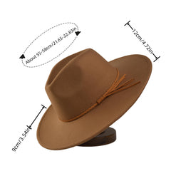 Western Mens Tweed Cowboy Hat Metal Buckle Autumn Winter Wool Retro Knight