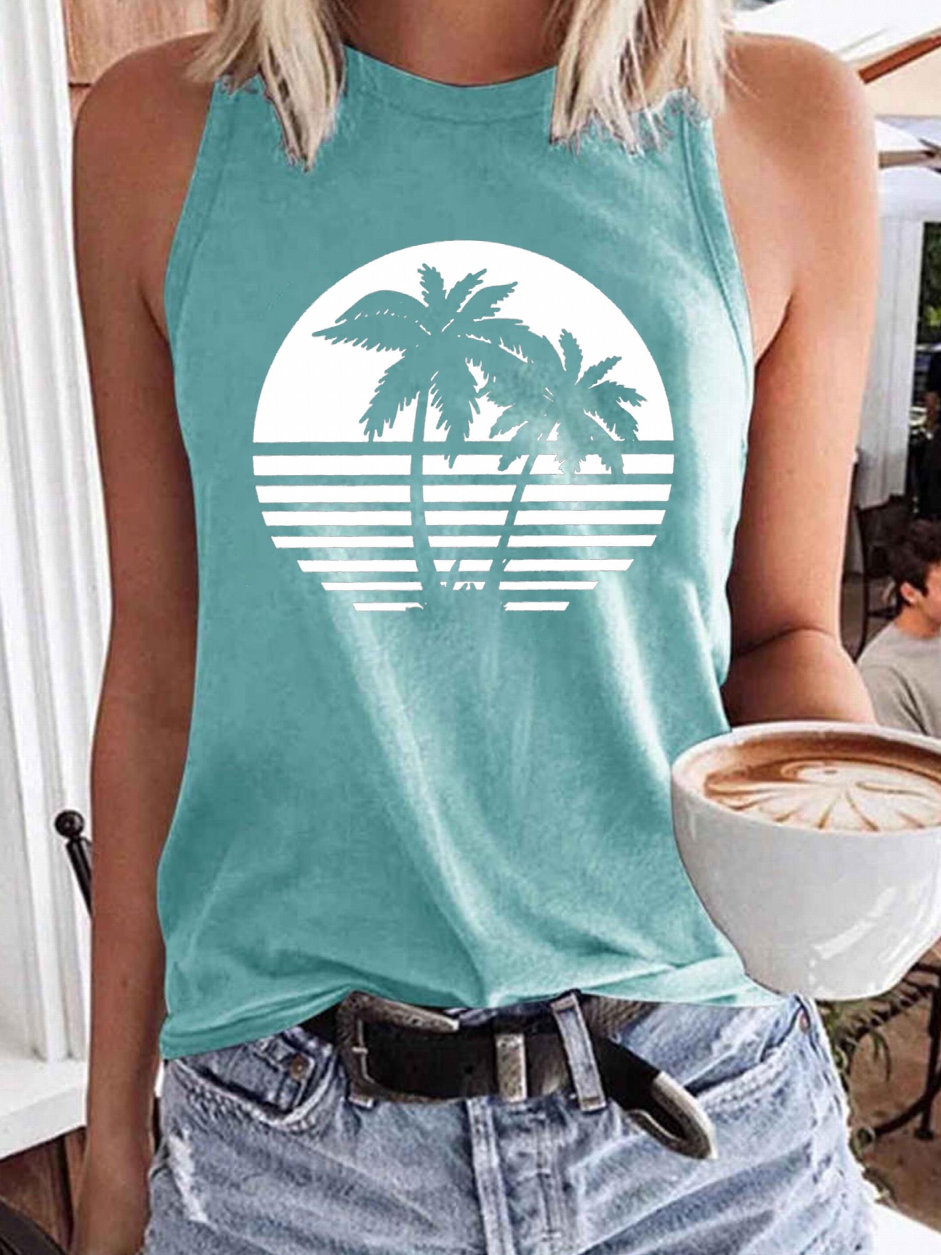 Graphic Print Sleeveless Tank Top Women's Clothing