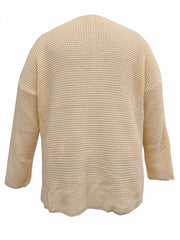 Casual Sweater Women's Solid V Neck High Stretch Loose Fit
