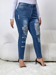 Women's Plus Ripped High Rise Skinny Jeans