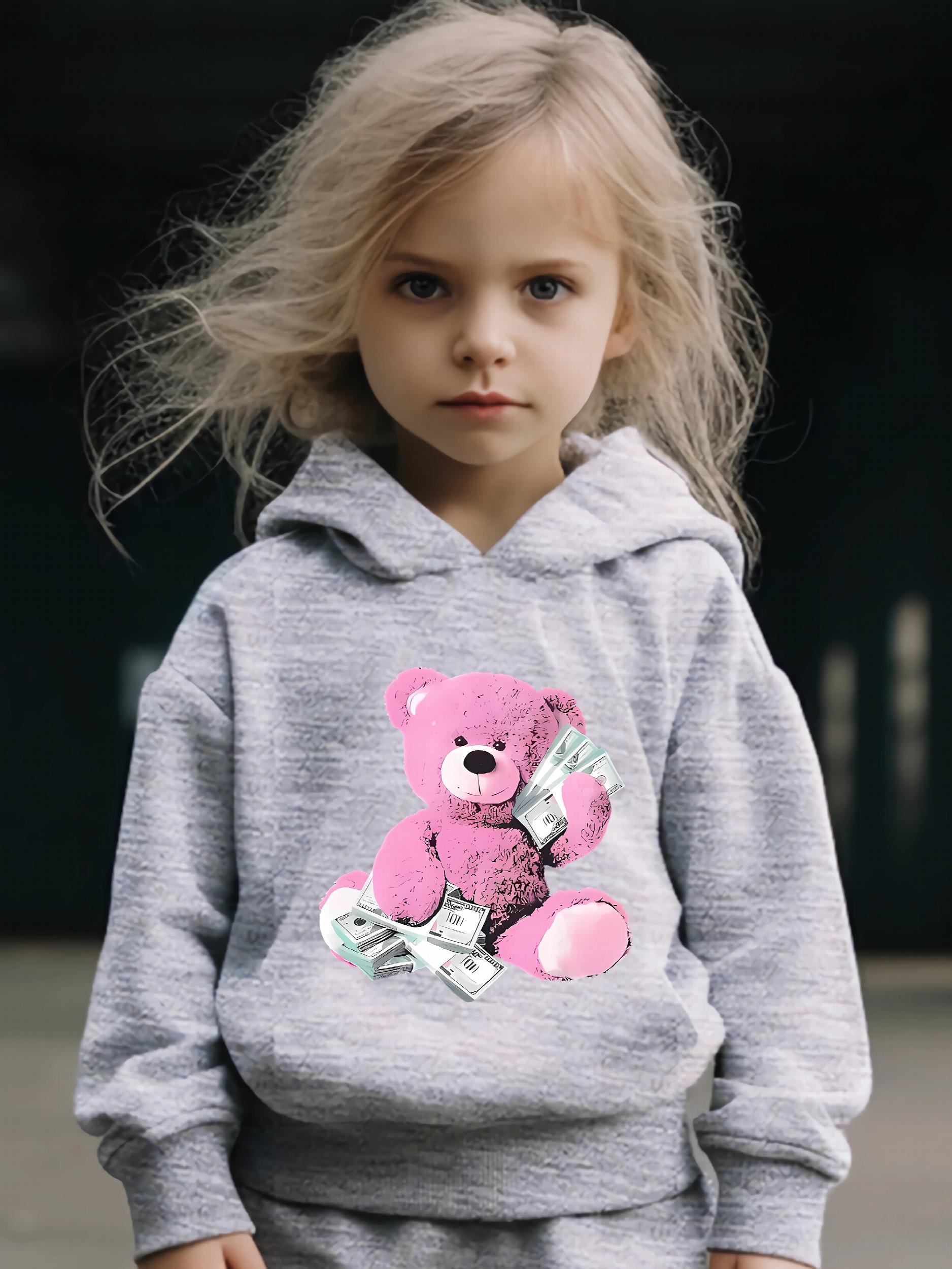 Sweet Bear Print 2pcs Girls Outfits for Sports Spring Fall Outdoor Gift