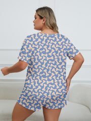 Bone Print Tee & Shorts Pajama Set